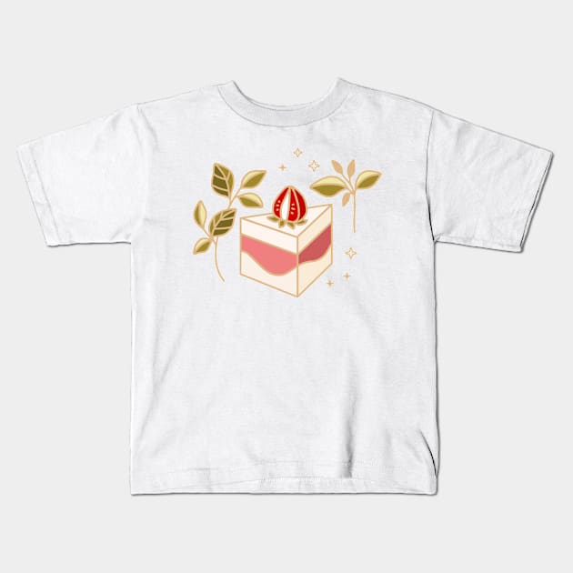 Pink Strawberry Cake Kids T-Shirt by thecolorblooms